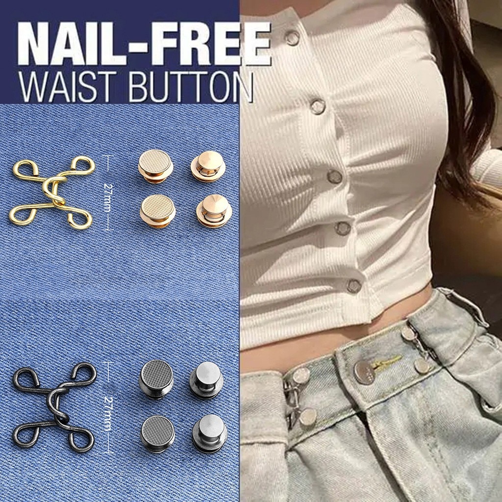 Nail-Gratis Taille Gesp Verstelbare Drukknoop Passen Taille Verwijderbare Intrekbare Nailfree Broek Kleding Metalen Knop Naaien 27Mm