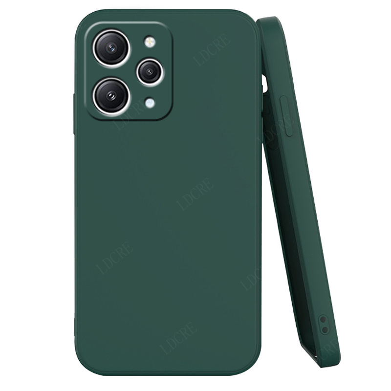 Coque en silicone liquide pour Xiaomi, coque souple antichoc, coque en TPU, Redmi 12, 9T, 9A, 10A, 12C, 9C, 10C, 9, 10: nylon / Noir Vert
