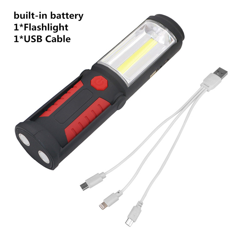 Flexible USB Rechargeable COB LED Work Light Hand Torch Flashlight Magnetic Work Lamp Power Phone Charging Lamp Camping Lantern