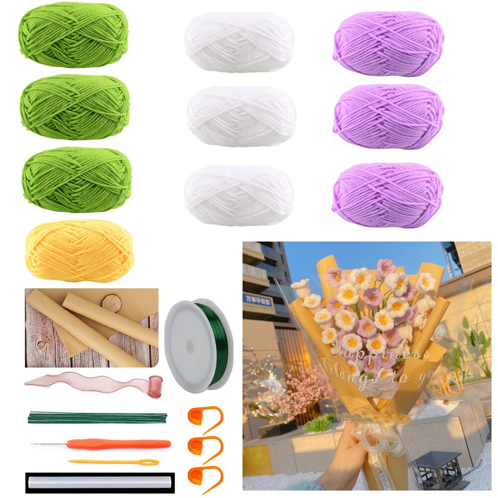 TPRPYN lilie der tal Strauß Häkeln Bausatz mit garn DIY Blumen Häkeln Bausätze betroffen Dame tränen handmake anfänger: RW23-3 20-3 56-3 1