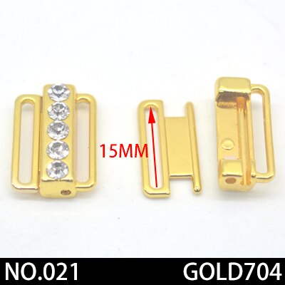 2 teile/los silber Gold Rechteck Band Verschluss Haken &Ampere; Schließe Strass bh schnalle Taille Verlängerung NäHenne Auf Kleidung Bh Clip haken: Nein021 Gold704 15mm
