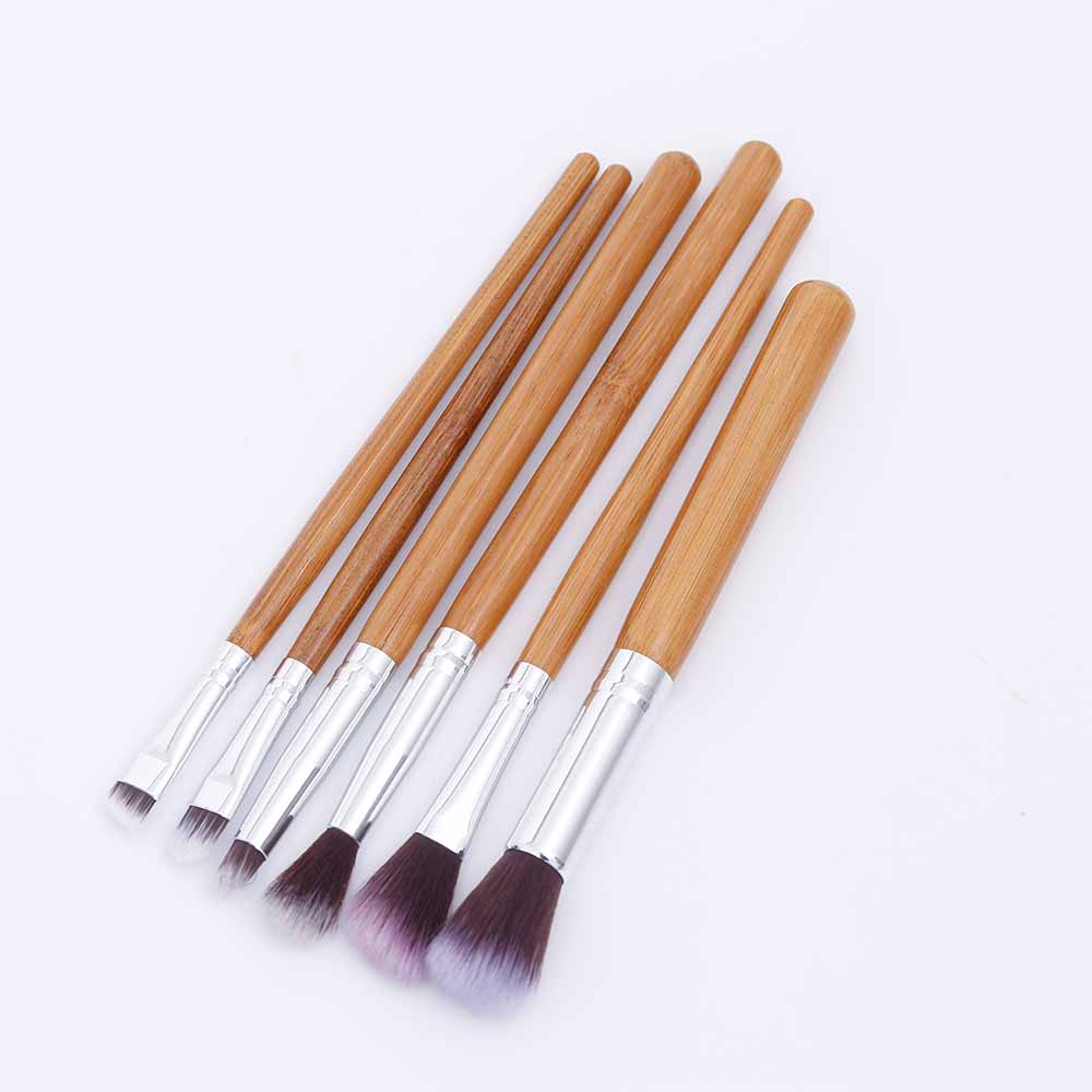 SAIANTTH 6pcs nature bamboo makeup brushes set foundation eyeshadow eyeliner lip cosmetic kit eyes pincel maquiagem