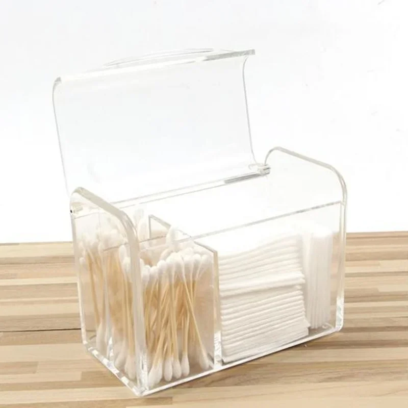 Contenitori per la conservazione di tamponi cosmetici in plastica per organizzatore di tamponi di cotone antipolvere con coperchio supporto per trucco trasparente impermeabile