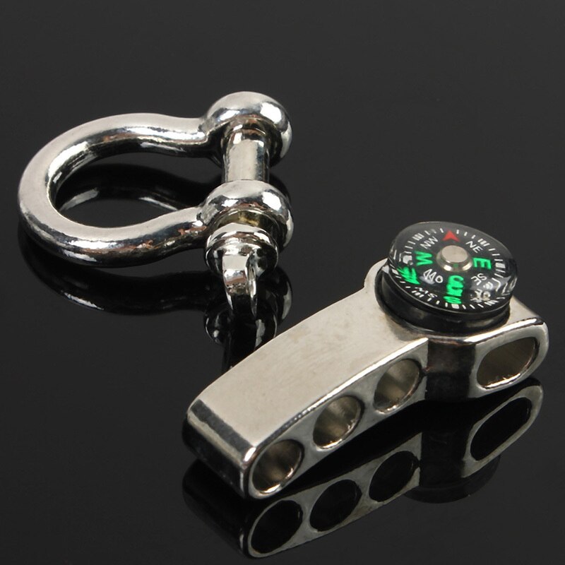 Mini Compass U Shape Anchor Shackle for Outdoor Survival Rope Bracelet Zinc Alloy Adjustable Compass Safety Buckle