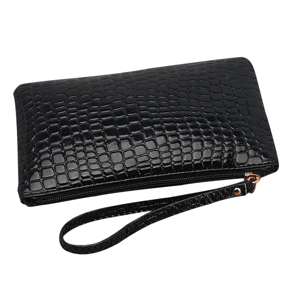 Women PU Leather Wallet Purse Card Phone Holder Makeup Bag Clutch Handbag C66: Black