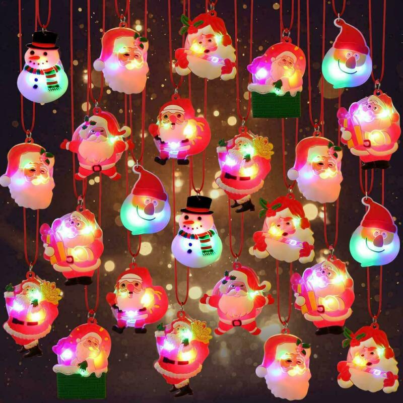 Led ljus jultomten halsband hänge jul unge barn halsband ornament glöd part leveranser