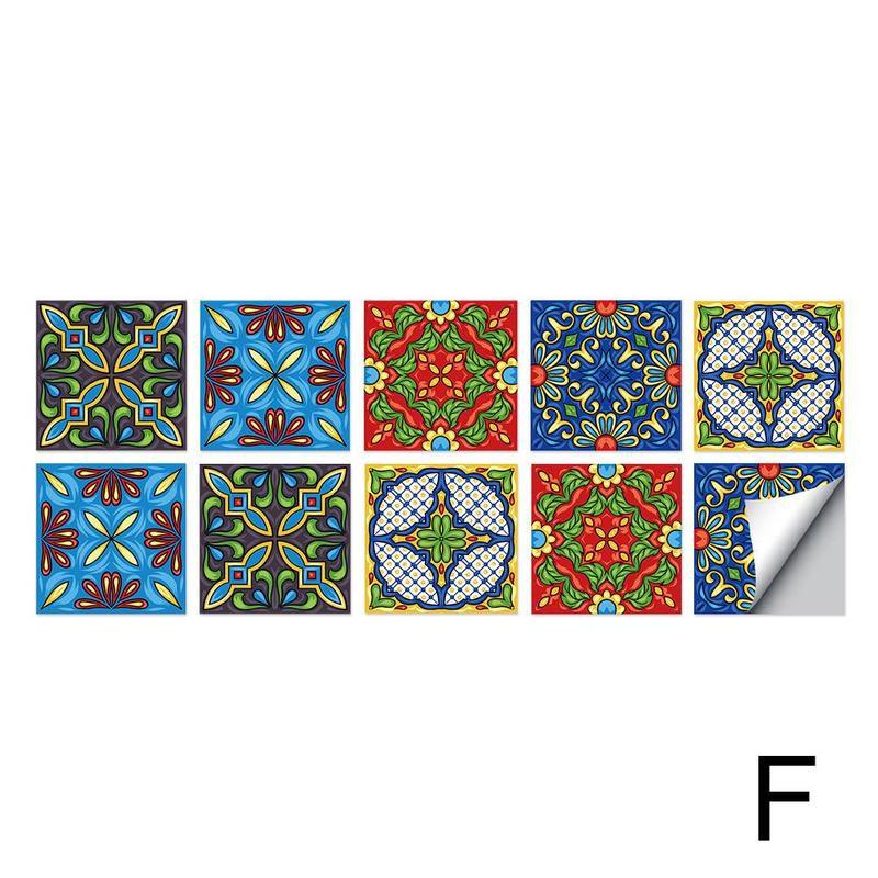Kitchen Oil-proof Stickers Bathroom Waterproof Stickers Tile Visual Sticker Wall Geometric Tiles Texture Hard Art Decorativ L9B8: F / L