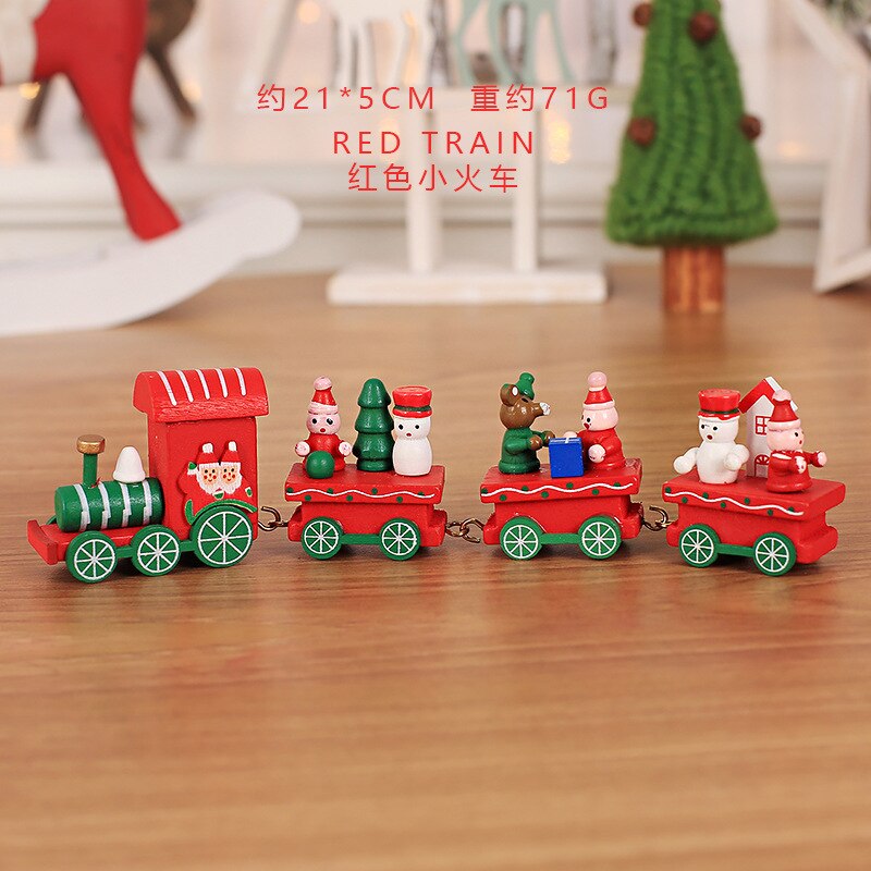 1 Set Kerst Trein Geschilderd Hout Kerst Decoratie voor Thuis Xmas kid speelgoed ornament jaar Cadeau: Red