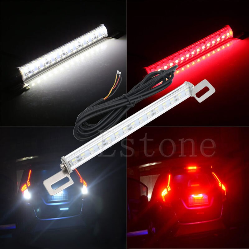 Coche 30 LED 18W barra de luz freno trasero lámpara de placa de matrícula roja y blanca