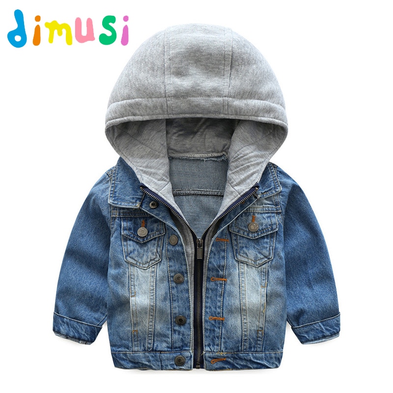 Dimusi Jongens Denim Jassen Kinderen Trenchcoats Kleding Hooded Bovenkleding Windjack Baby Kids Jeans Jassen 10T,EA050