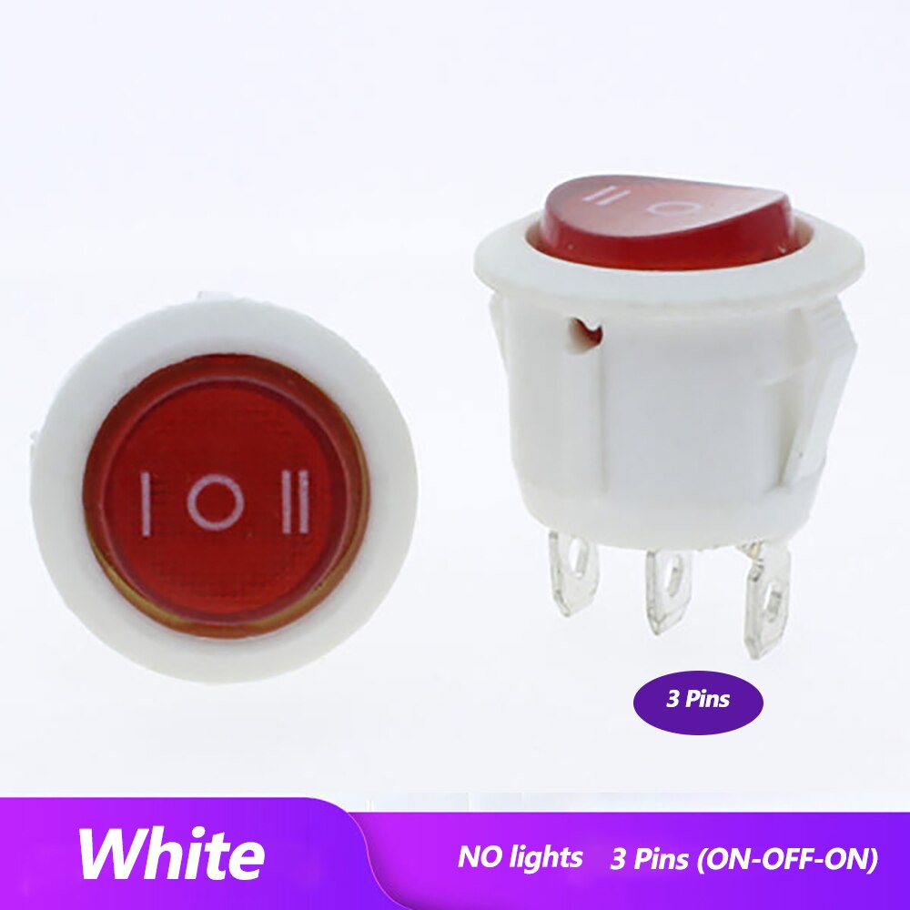 10 Stuks On/Off Knop Ac-2 Terminal Spst Tuimelschakelaar Waterdichte Cap Switcher Ronde Panel Starter Power schakelaars Voor Auto Rv: 10pcs-White-3pins