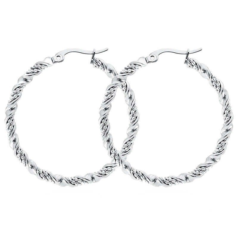Dobbeltfarvede øreringe i rustfrit stål til kvinder, vævet twist, titanium stål hoop øreringe, overdrive, trendy smykker, tilbehør: Hvid / Lysegul guldfarve