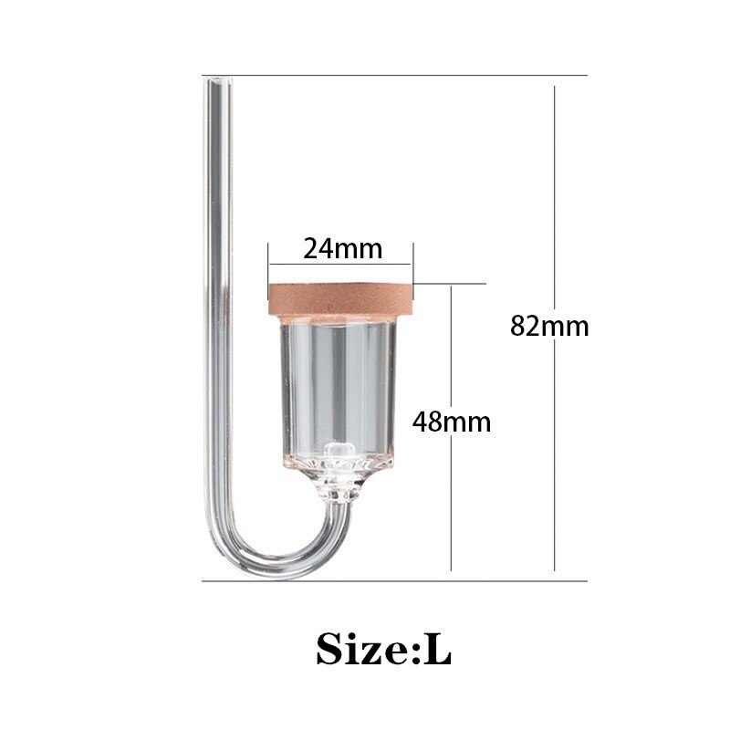 Aquarium CO2 Diffuser Glass Tank Bubble Atomizer with Ceramic Disc Suction Cups for Plants Nano Tank: L-1