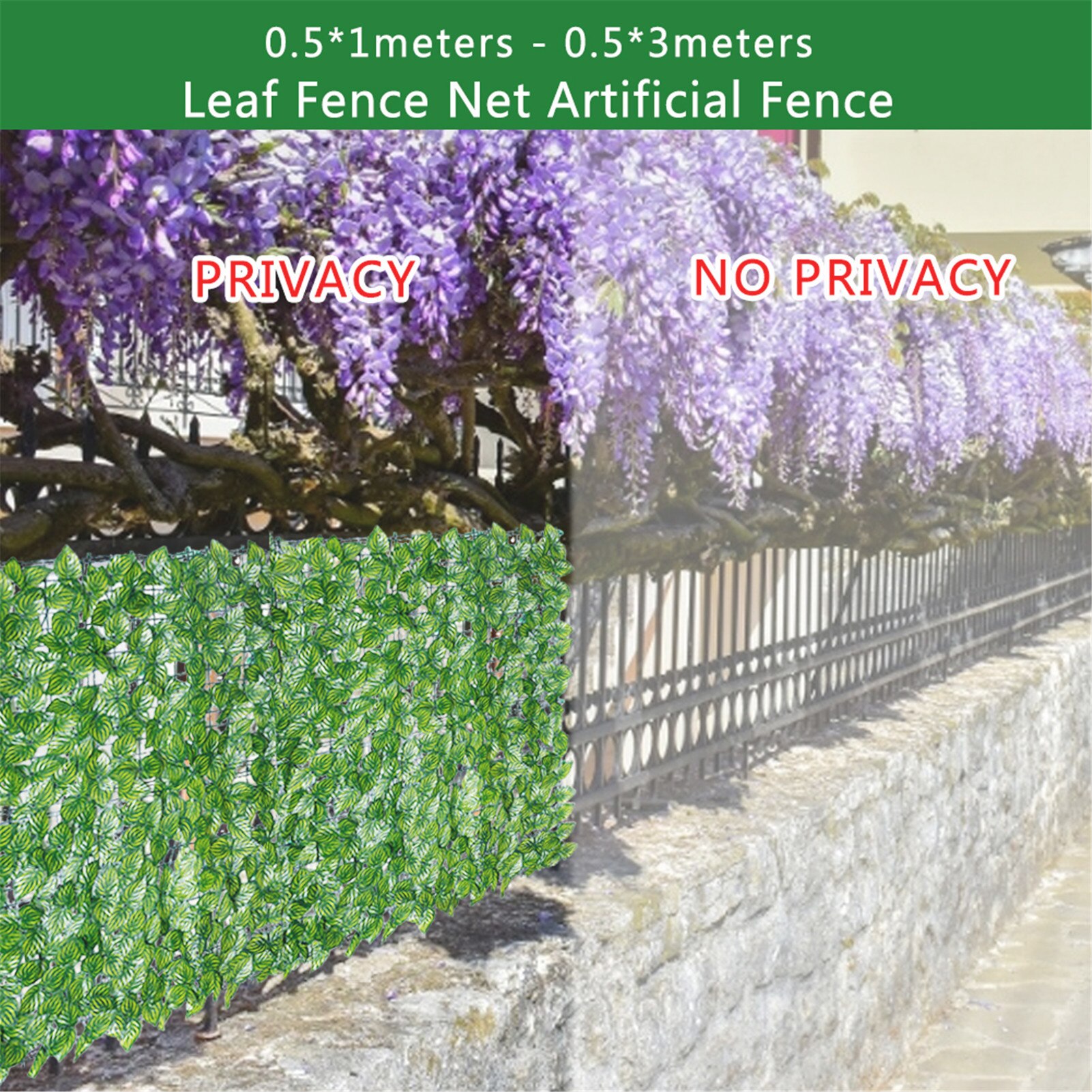 Artificial Leaf Screening UV Fade Protected Privacy Hedging Wall Landscaping Garden Fence Balcony Screen Outdoors Decoration