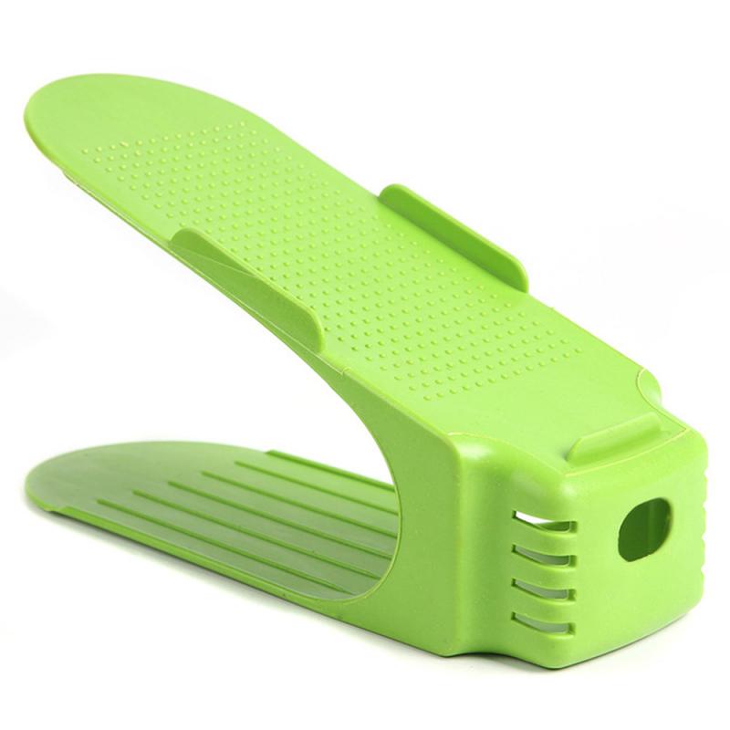 Adjustable Double-layer Simple Shoe Rack Household Korean Thick Integrated Shoe Storage Rack Space-saving Integrated Shoe Rack: 03green