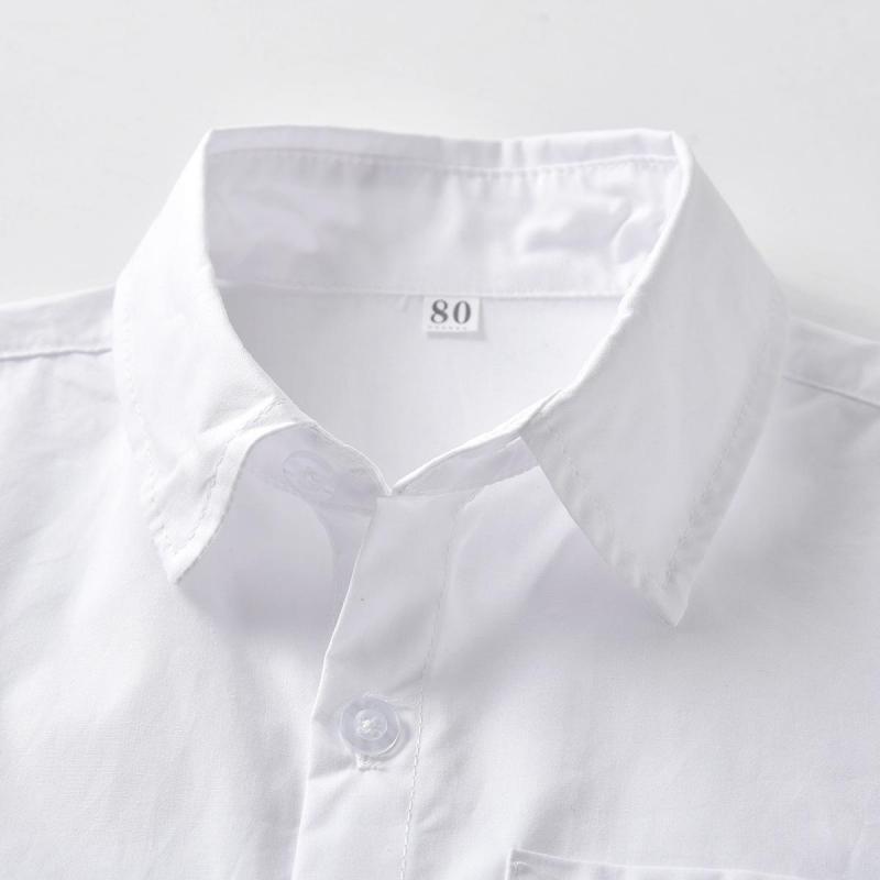 Camisas de manga corta para niños, camisas a rayas con cuello vuelto, camisa blanca con botones para la escuela de verano