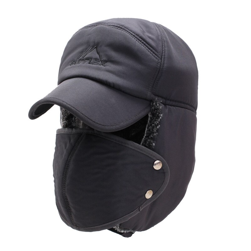 Gorro de alpinismo y Pesca para hombre y mujer, gorro de esquí de terciopelo grueso con protección para las orejas, a prueba de viento, unisex: Gris