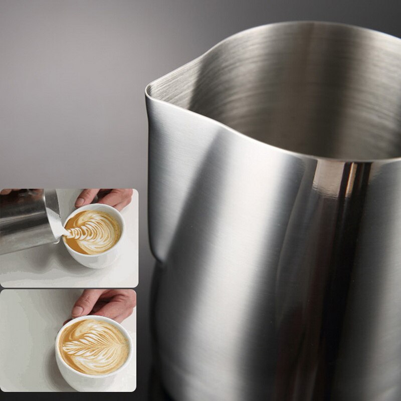 350/600ml roestvrijstalen koffie-opschuimkannen met trekbloemcilinder, cappuccino-melkkannetje, espressokopjes, kunstmelkkannetje
