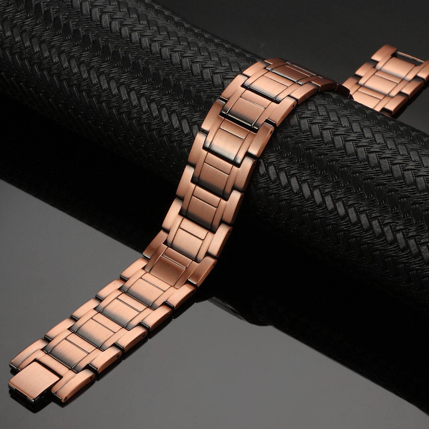 3x Sterkte Koperen Armbanden Voor Mannen Puur Koperen Magnetische Armband Met 3 Rij Neodymium Magneten Verstelbare Lengte Voor Mannen
