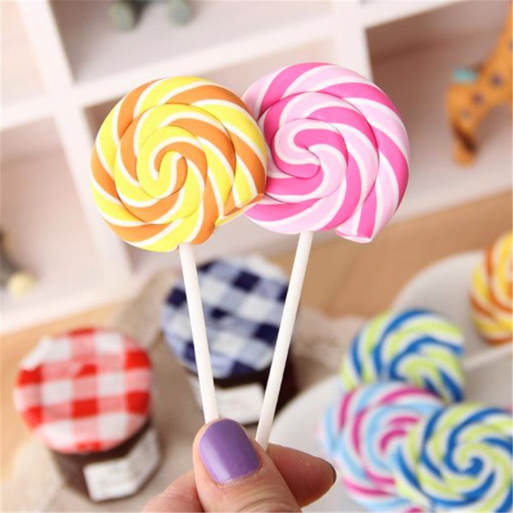 Sød kawaii tegneserie slikkepind viskelæder gummi blyant viskelæder papirvarer skoleartikler skrive tegning korrektionsværktøj