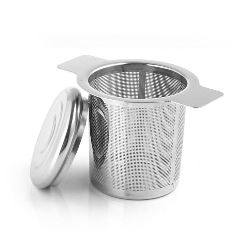Stainless Steel Tea Leak Slag Funnel Round Side Single Net Filter Teapot Loose Tea Leaf Spice Filter Coffee Leak Tea Filter: With lid