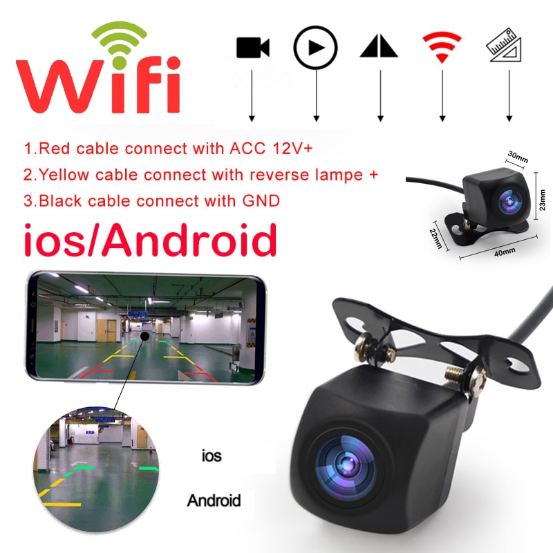 Wifi bil bagfra kamera bil kamera hd bagfra kamera backup bil for / bag kameraer understøtter android og ios