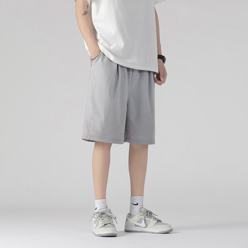 Zomer Ademende Mannen Mesh Shorts Gym Ijs Zijde Stijlvolle Casual Losse Shorts Joggers Outdoor Fitness Strand Korte Broek Sweatshorts: 5XL / Bruin