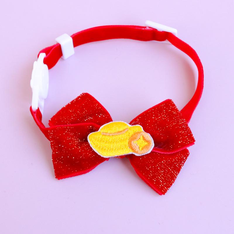 Pet Cat Dog Chinese Style Clothes Spring Festival Cape Neck Red Envelope Christmas Day Year Collar Bow Tie Costume Products: bow tie D