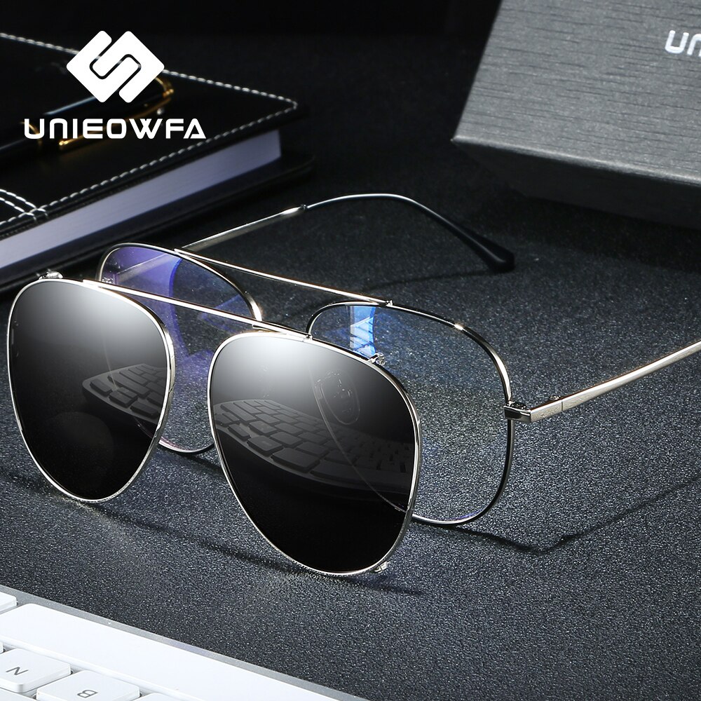Gafas magnéticas de aviación para hombre, anteojos de sol con Clip de imán polarizado, con prescripción, montura óptica para Miopía