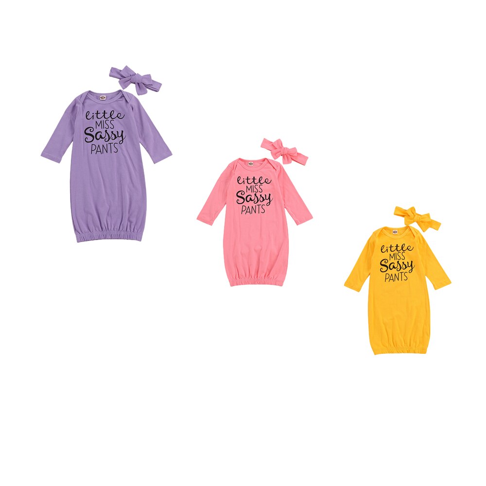 Citgeett enfant en bas âge bébé filles garçons ensemble de sommeil lettre imprimer à manches longues col rond dormir + couleur unie bandeau printemps automne vêtements