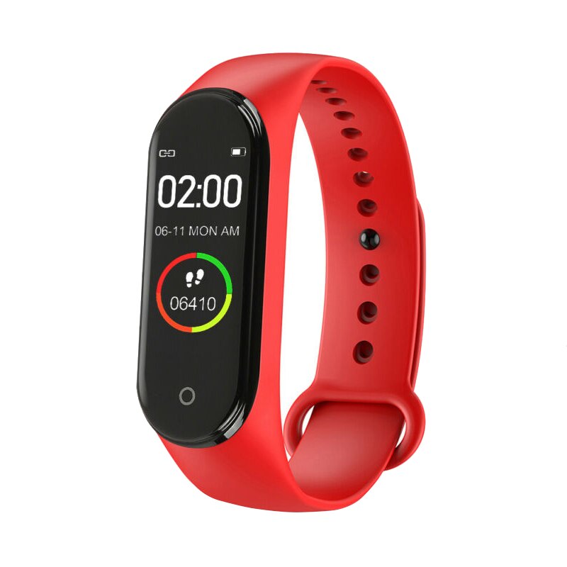 Smart M4 Band Herz Rate Blutdruck Monitor Sport Uhr für Männer Frauen Monitor Gesundheit Armband Wasserdichte Fitness Tracke: Red