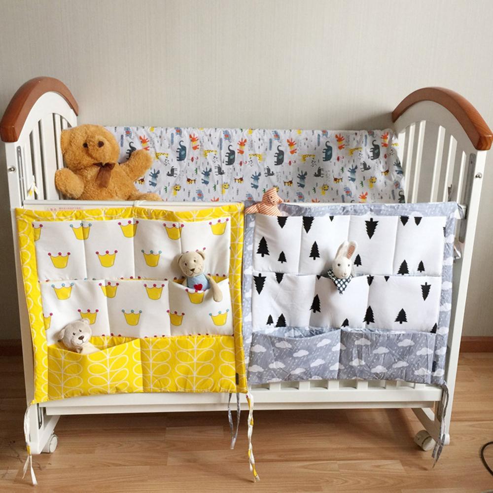 Babybedje Zak Opknoping Opbergtas Wieg Baby Bed Bumper Opknoping Opbergtas Multi-Functionele Mousseline Baby Beddengoed Bumper nachtkastje