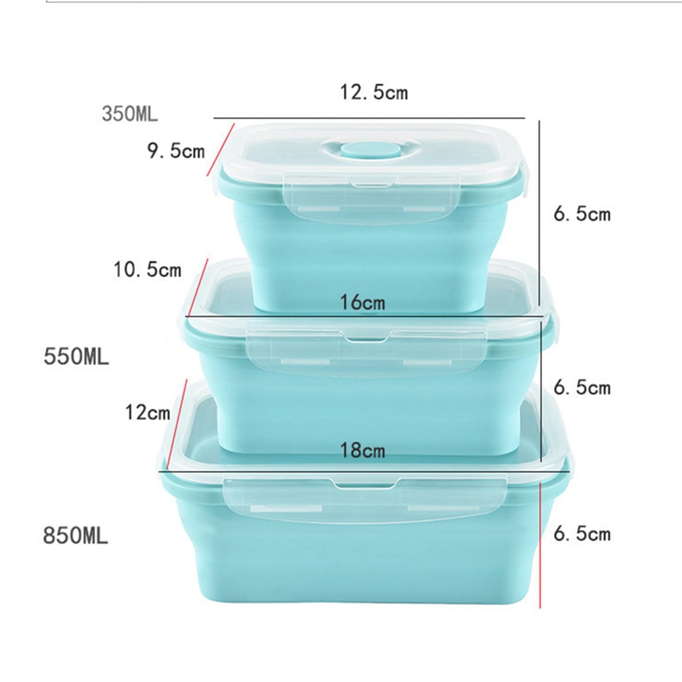 Silicone Lunch Box Set Stackable Bento Food Prep Container Foldable Lunchbox Microwave Dinner Storage Containers Leakproof Fresh