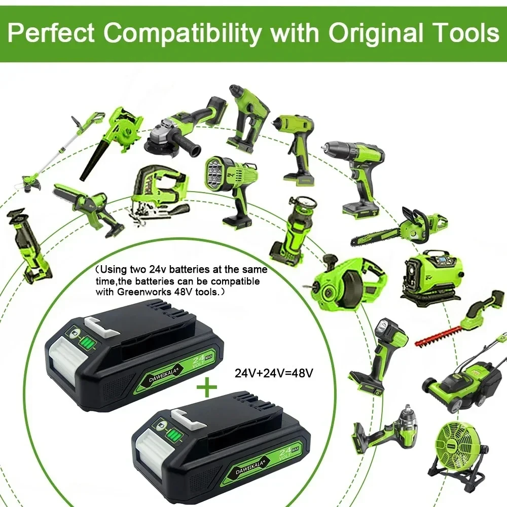 För greenworks 24v 6.0ah litiumbatteri greenworks batteri för greenworks 24v 48v verktyg  mo24 b 410 mo48 l 4211 ht24 b 210 21342