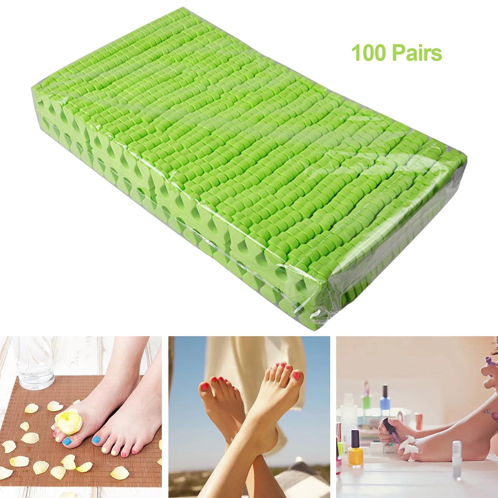 Nail Art Toe Separator Sponge Splitting Device Green Fingers Separators for Manicure Home Use Old Teen Pedicures 100 Pairs