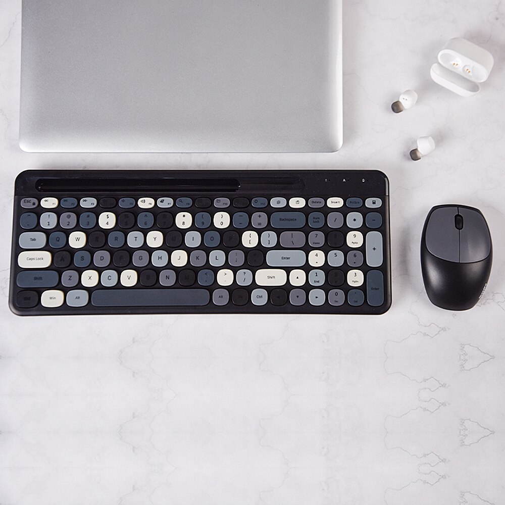 Mofii 2.4G Wireless Keyboard Mouse Combo keyboard and mouse sharing One receiver USB Interface 110 Key Slot Purple