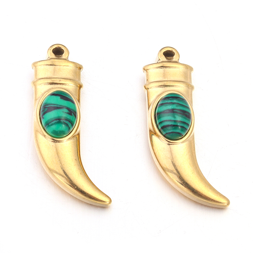 2 stk/parti rustfritt stål naturstein pepper øredobber anheng til diy halskjede smykker laging forsyninger blanding: Gul