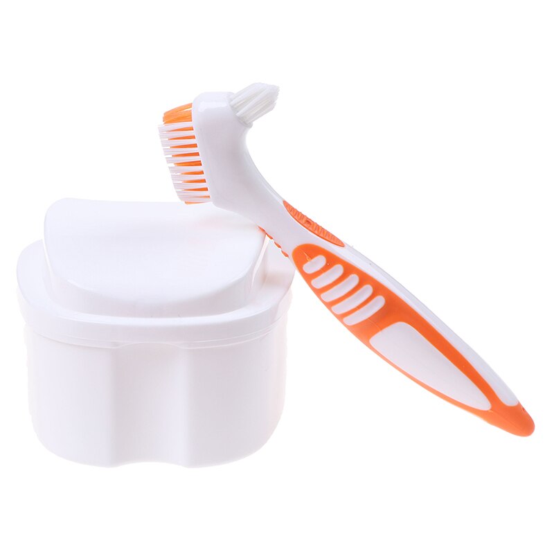 1set Denture Box And Brush Retainer Cleanning Denture Case Multi-Layered Bristle False Teeth Brush (1*Denture Case+1Teeth Brush): 2