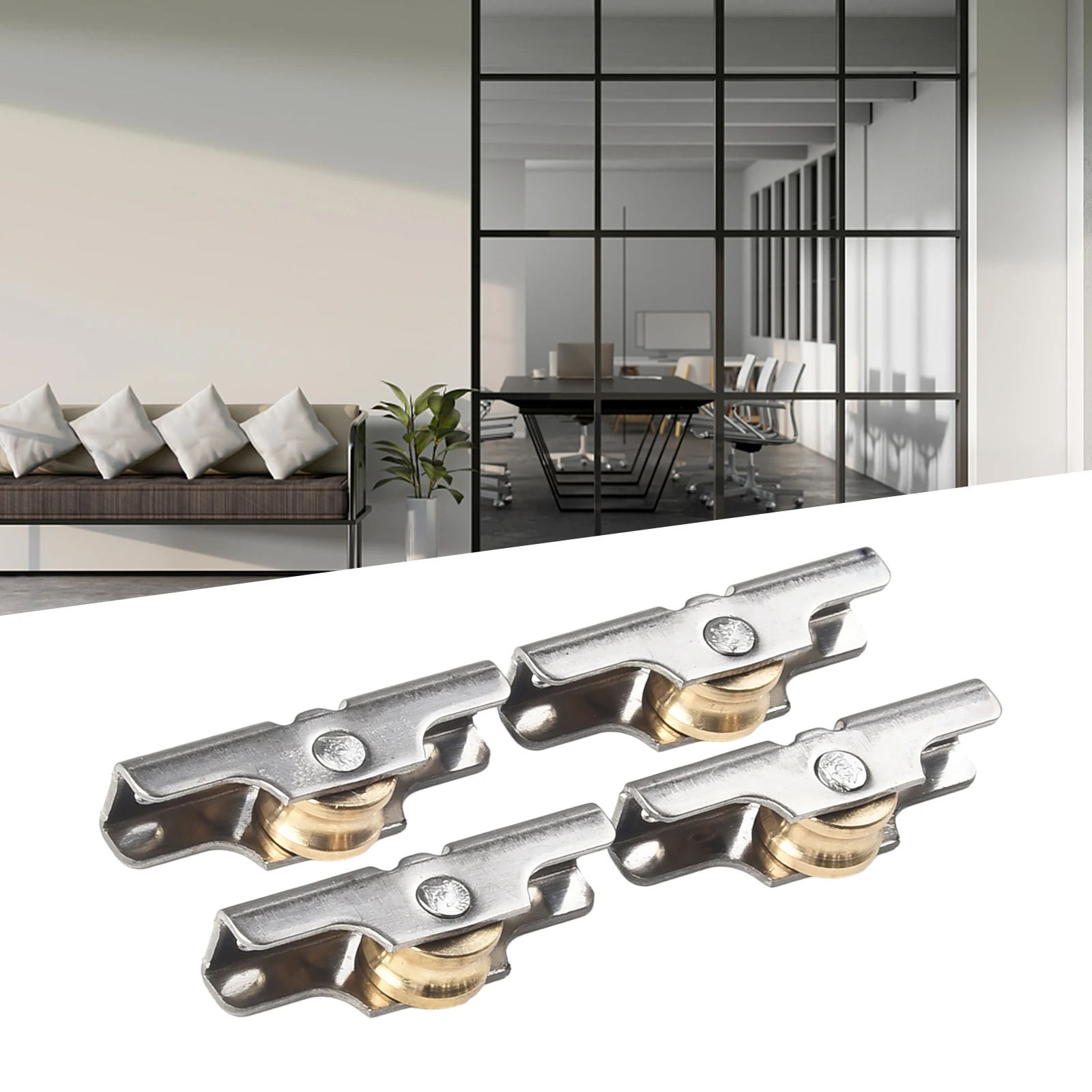 Stainless Steel Window Pulley Glass Upperand Down Pulleys Wheel Sliding Door Roller Runner Mute Wheel Track Pulley Furniture