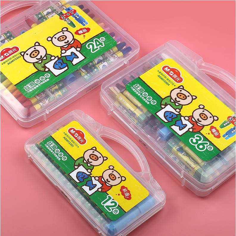 Lápiz de cera Deli para niños, 12/24/36 colores por caja, pintura al óleo, Color caramelo, Pastel, Seguridad Infantil, Pastel no tóxico 0100