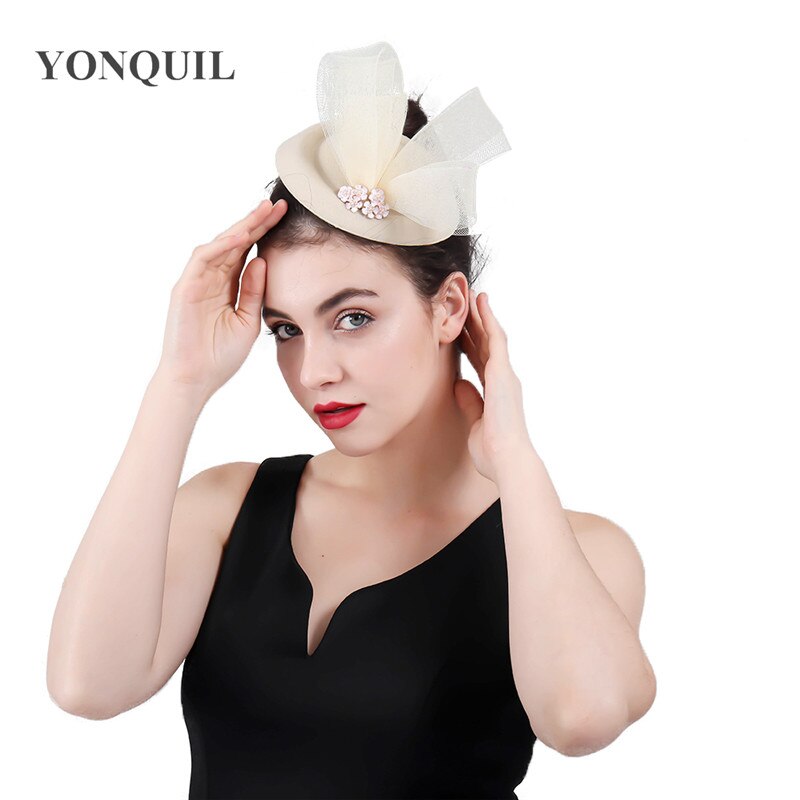 Uldfilt festhat til damer kvinder lejlighed hovedbeklædning hårnål brud bryllup hat fascinator show børn fedora kasket hovedbeklædning