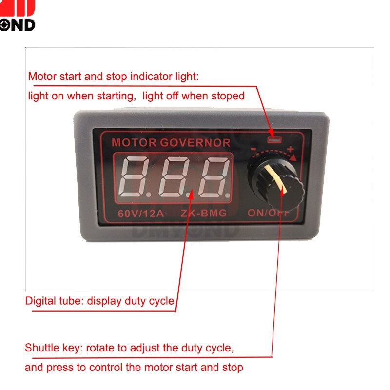 DC 9-60V 12V 24V 12A 20KHz 500W Einstellbare PWM Motor CNC Speed Controller DC Motor Controller Digital Display Gouverneur Schalter