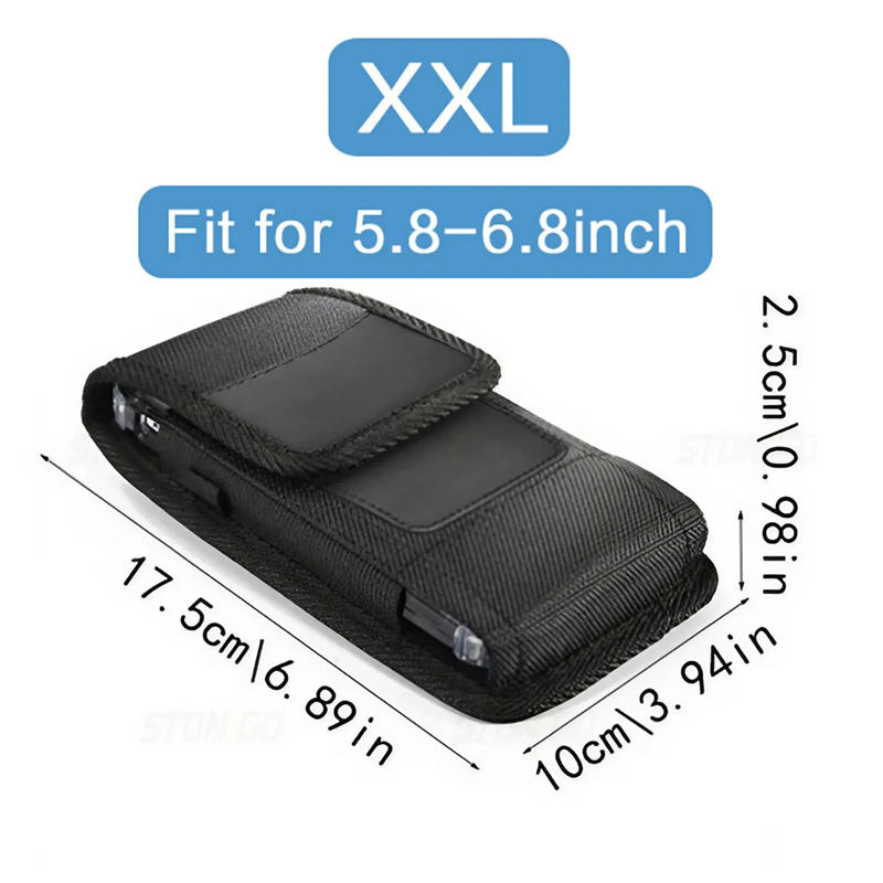 Nylon Cell Phone Belt Clip Holster Pouch Buckle Wallet Card Holder Case Cover For iphone 15 14 Pro Max Samsung S24 S23 Ultra Bag: Brown