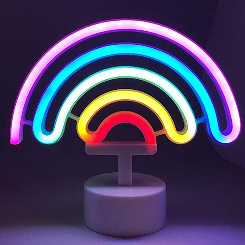 Cute Rainbow Neon Light Signs Led Rainbow Decor Light For Girls Bedroom Neon Lamp Wall Decor Christmas Party Neon Bulb Tube