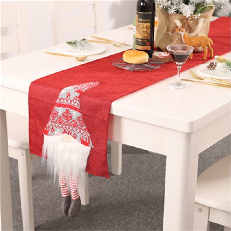 Kerst Decoratie Luxe Tafelloper Amerikaanse Placemats Grey Camino De Mesa Party Home Dining Wedding Tafel Decor Tafelkleed: Red