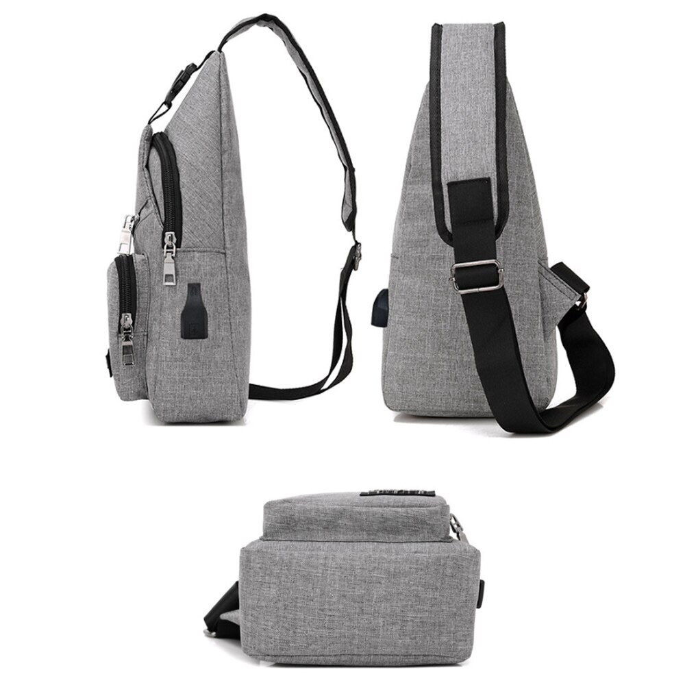 Oeak Men's Shoulder Bags USB Charging Crossbody Bags Male Anti Theft Chest Bag Casual Travel Messengers Bag