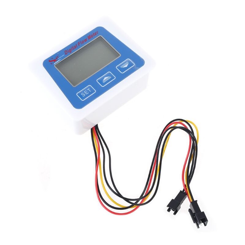 Digital LCD Water Flow Sensor Meter Flowmeter Rotameter Temperature Time Record with G1/2 Flow Sensor