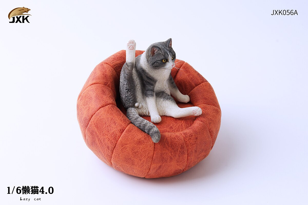 JXK 1/6 Lazy Cat with Sofa 4.0 Model Cute Pet Orange Cat Animal Figure Collector Decor Toy Handmade Oenaments Adults Kids