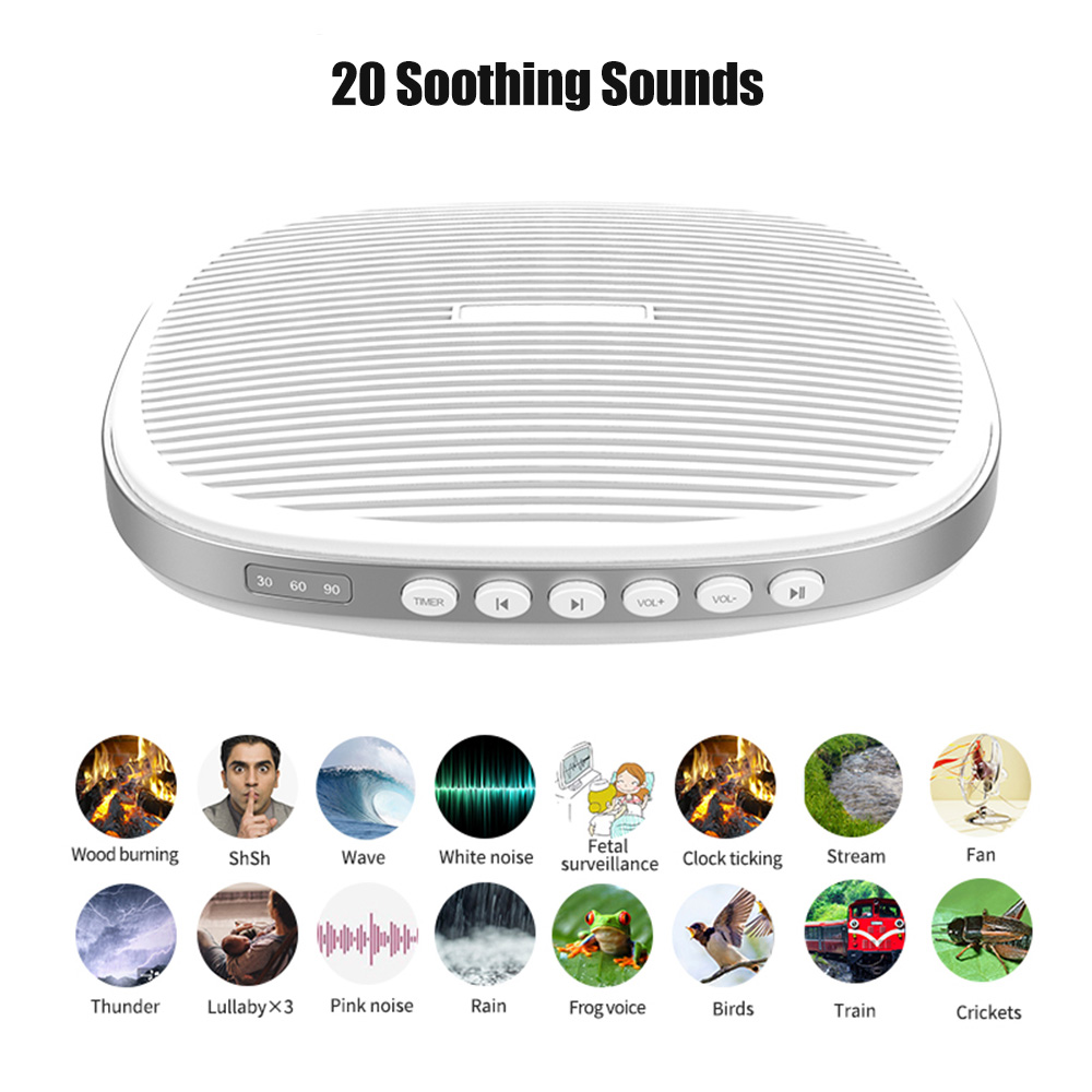 Desktop Ultrathin Baby Sleep Machine White Noise Machine Sleep Sound Machine 20 Soothing Sounds 30/60/90min Volume Adjustable