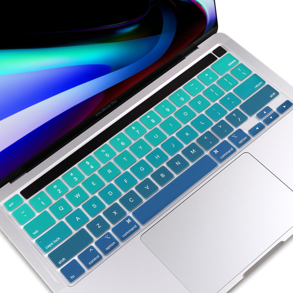 EU/UK/ US typ TPU przezroczysta obudowa klawiatury dla Macbook najnowszy Pro 13 2020 A2338 A2289 Pro 16 cali 2019 A2141Touch Bar klawiatura skóra: US English green